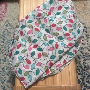 White Lightweight Scarf with Multi-Color Leaf Print